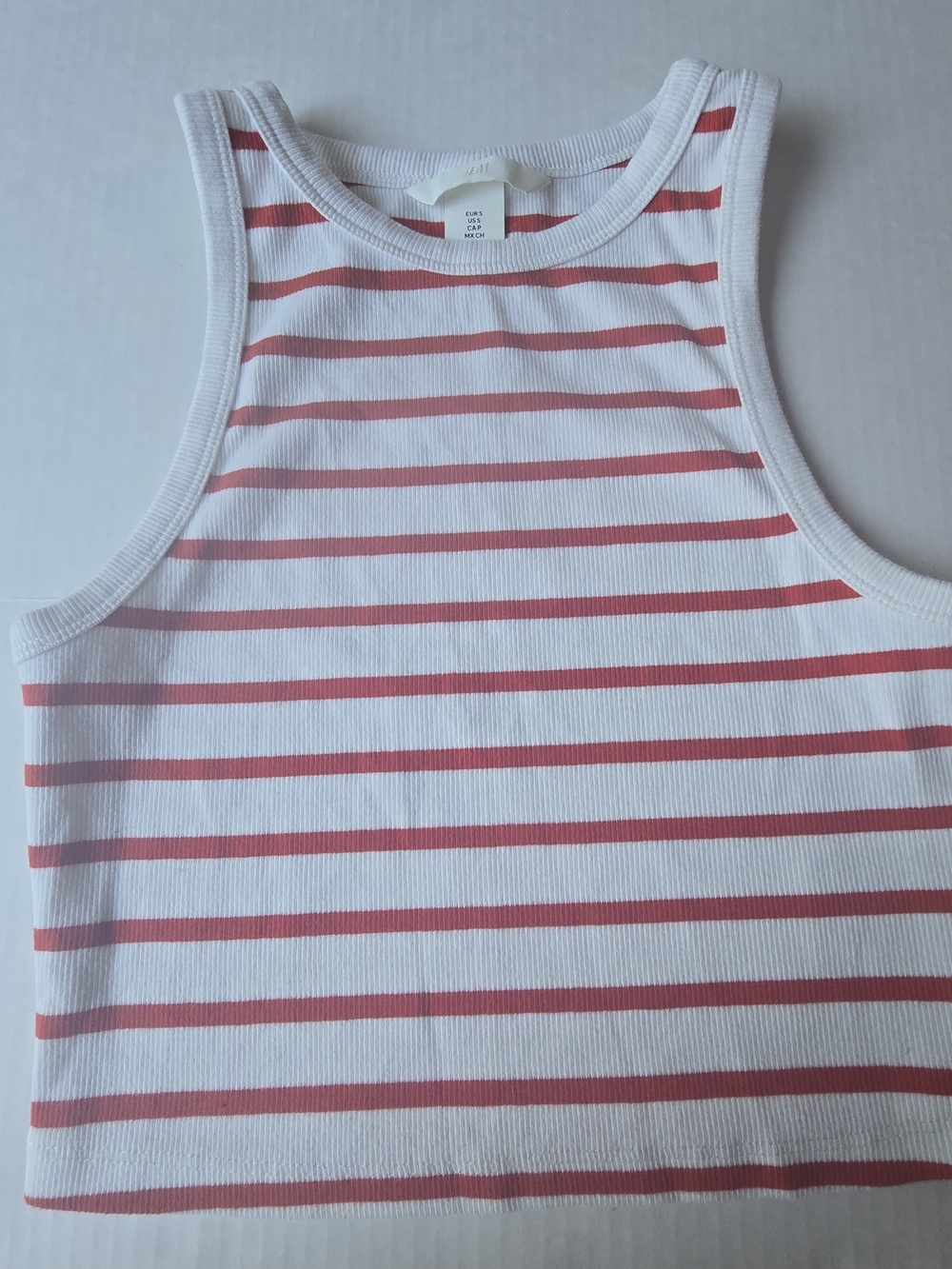 H&M Kid's White Tank Top with Coral Stripes